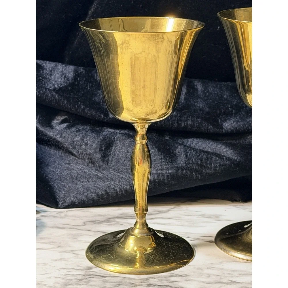 VTG 3 LEONARD EPNS GOBLETS GOLD TONE 5.5